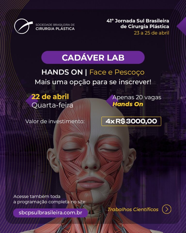As inscrições para a 41ª Jornada Sul Brasileira de Cirurgia Plástica já estão abertas. Aproveite (2)